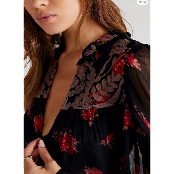Free People Patricia Embroidered Women Blouse Size Small - Picture 4 of 11